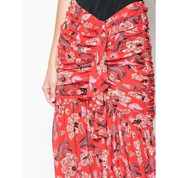 💕CINQ A SEPT💕 Midi Kathleen Skirt ~ Venetian Red - Picture 11 of 16